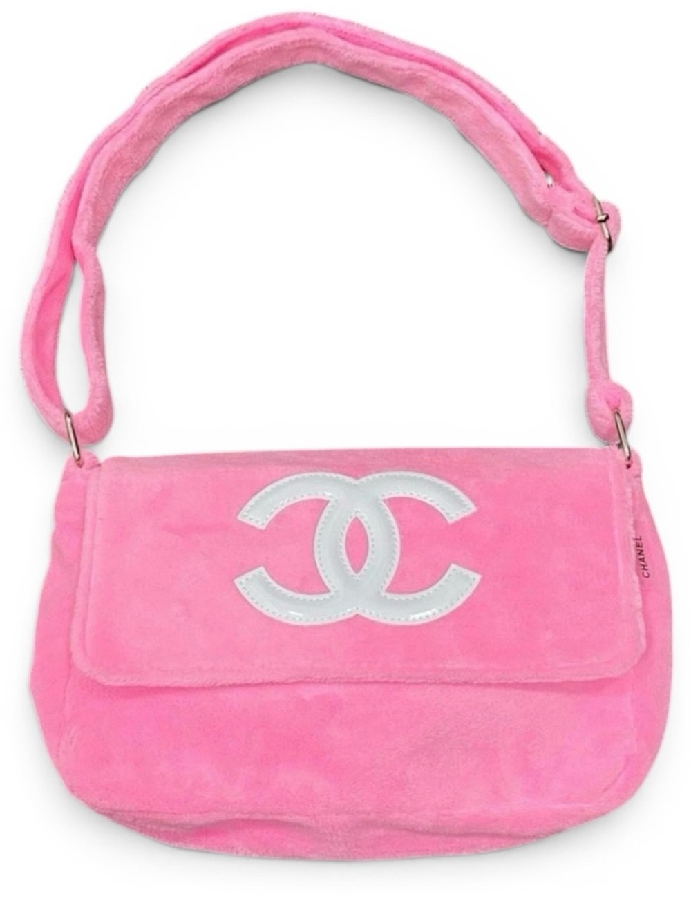 Pink & White BEAUTE Plush Shoulder Bag